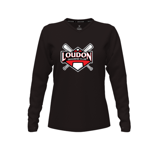 [FTLVPTBK-FYXS-LOGO1] Decker Performance T-Shirt (Female Youth XS, Black, V Neck, Logo 1, Long Sleeve)